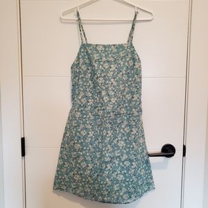 American Eagle Size M Teal Ditsy Floral Tie-Back Mini Dress